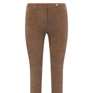 Robell Rose Stretch Faux Suede Trouser - Tan